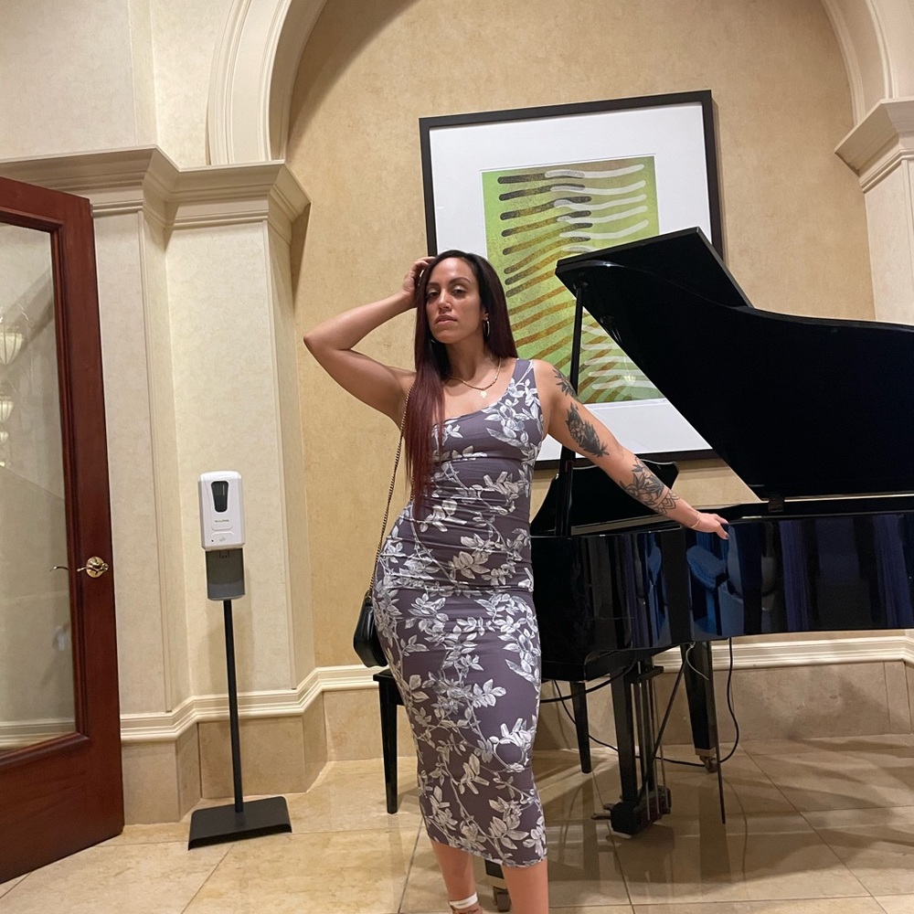 Purple Flowed one shoulder dress